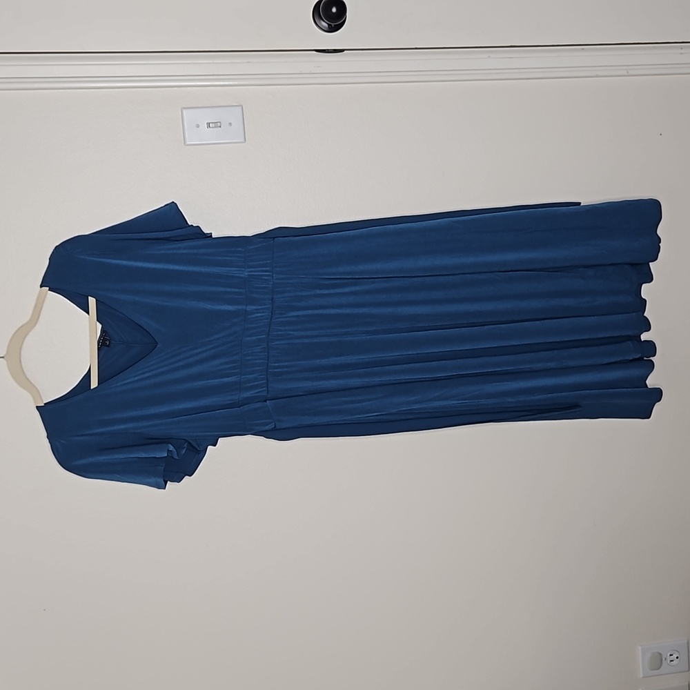 Torrid Midi Crepe Studio Knit Flutter Sleeve Blue… - image 4